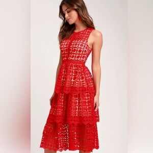 Lulus Red Lace Sleeveless Dress